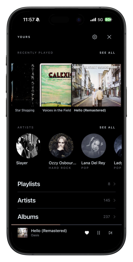 Again Music home screen