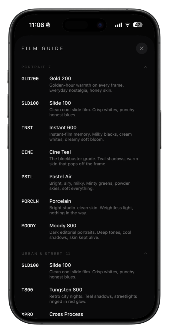 Granne film guide screen