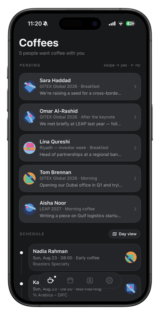 Kifak coffees screen