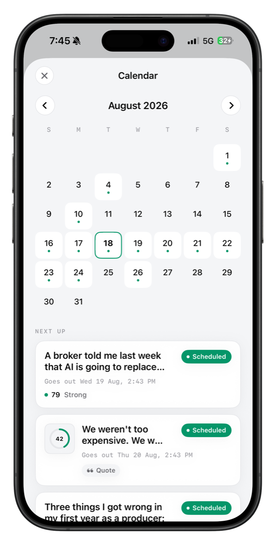 SoManyLemons calendar screen