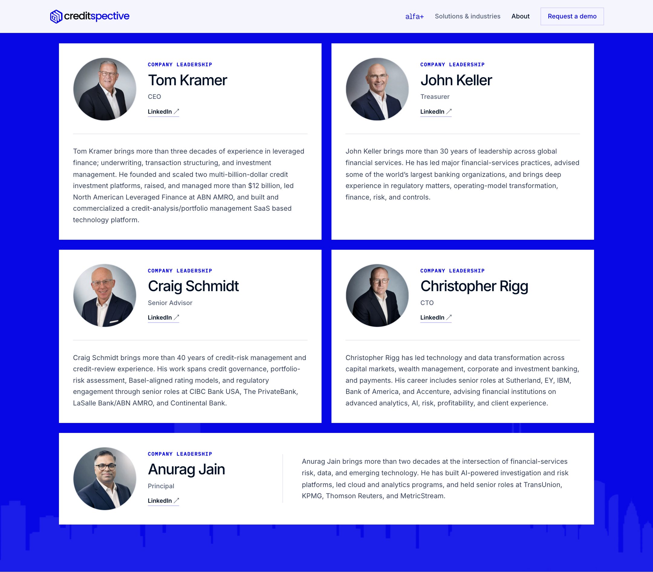 Leadership grid on a blue ground