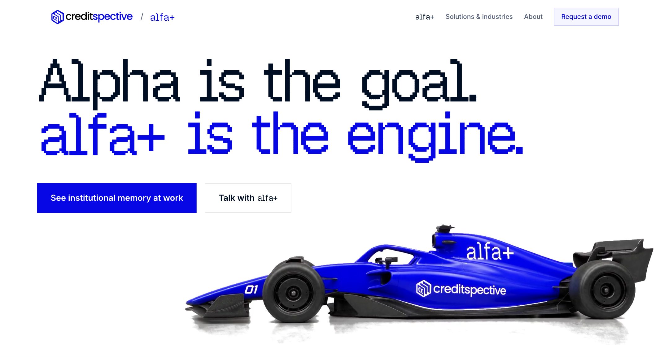 alfa+ page hero with the rendered car
